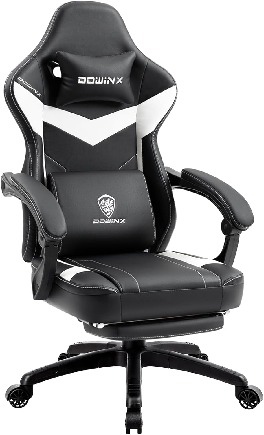 Gaming Chair with Pocket Spring Cushion, Ergonomic Computer Chair High Back, Reclining Game Chair Pu Leather 350LBS, Black