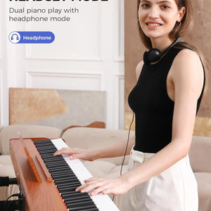 Weighted Piano Keyboard 88 Keys: Full Size Electric Keyboard Piano for Beginners, Portable 88 Key Keyboard with Daul Speaker,Sustain Pedal,Power Adapter,Support Bluetooth,Usb MIDI,FEP300, Brown