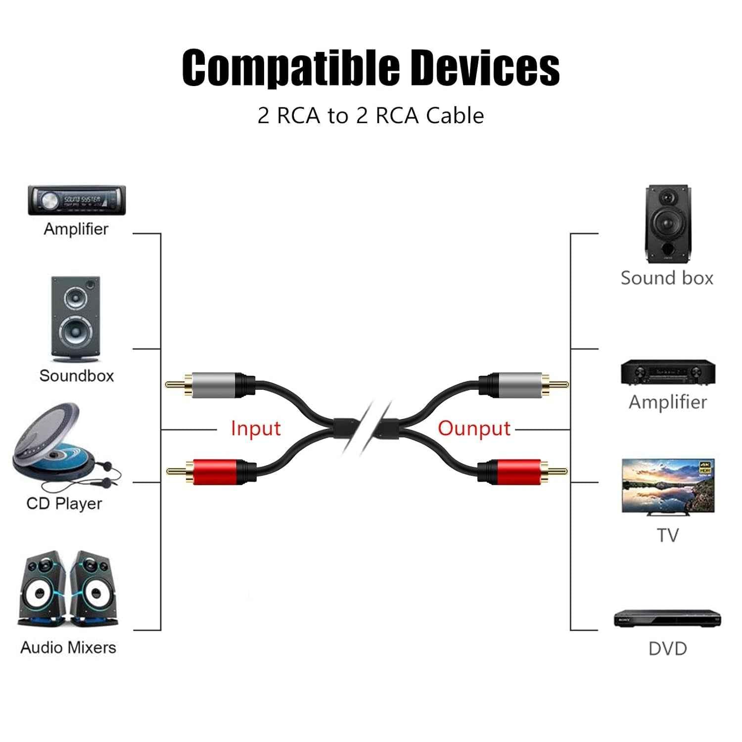 2RCA to 2RCA Cable 10Ft