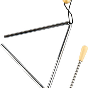 Triangle Musical Instrument with Striker, Rhythm Steel Triangles Hand Percussion (7 Inch)