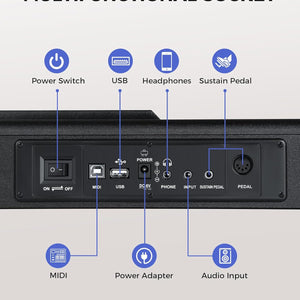Semi-Weighted Piano Keyboard 88 Keys with Stand, Full-Size Electric Keyboard Piano for Beginners,Portable 88 Key Keyboard with 900 Tones,700 Rhythms,110 Demo Songs,Usb-Midi, FEP300X, Black