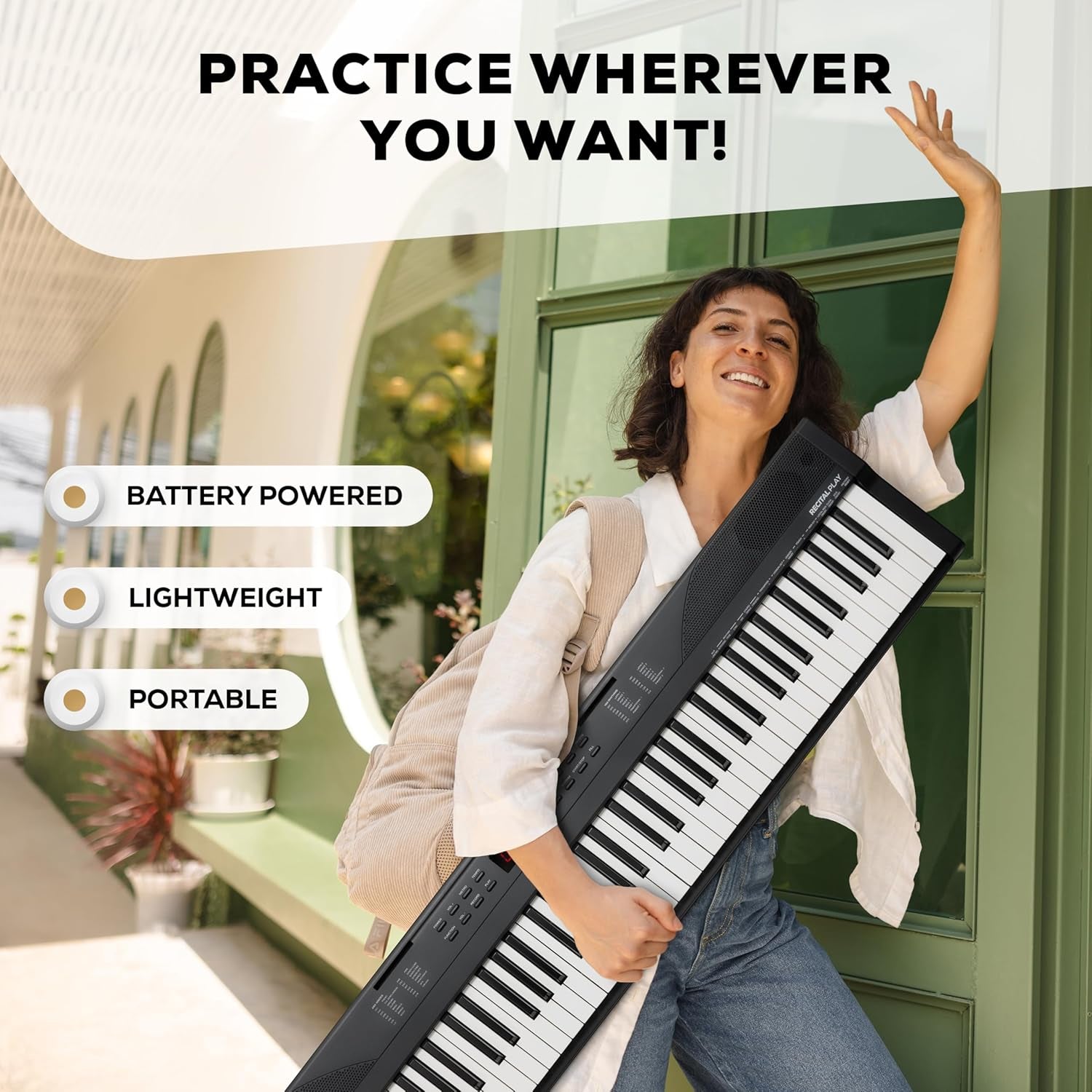 88 Key Keyboard Piano with 480 Sounds, Speakers, USB MIDI, Sheet Music Tablet Rest, Power Adapter and Piano Lessons for Beginners