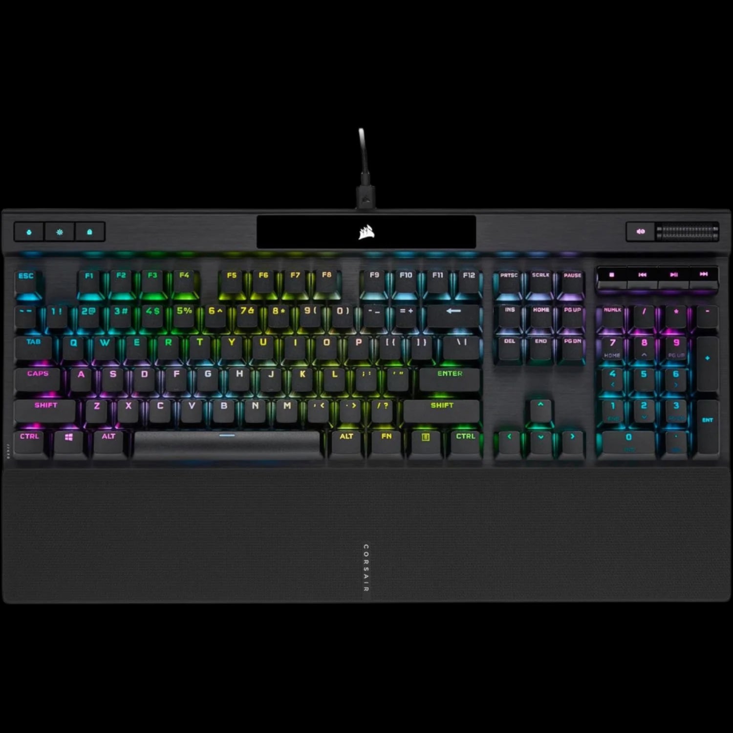 K70 RGB PRO Wired Mechanical Gaming Keyboard (Cherry MX RGB Red Switches: Linear and Fast, 8,000Hz Hyper-Polling, PBT Double-Shot PRO Keycaps, Soft-Touch Palm Rest) QWERTY, NA - Black