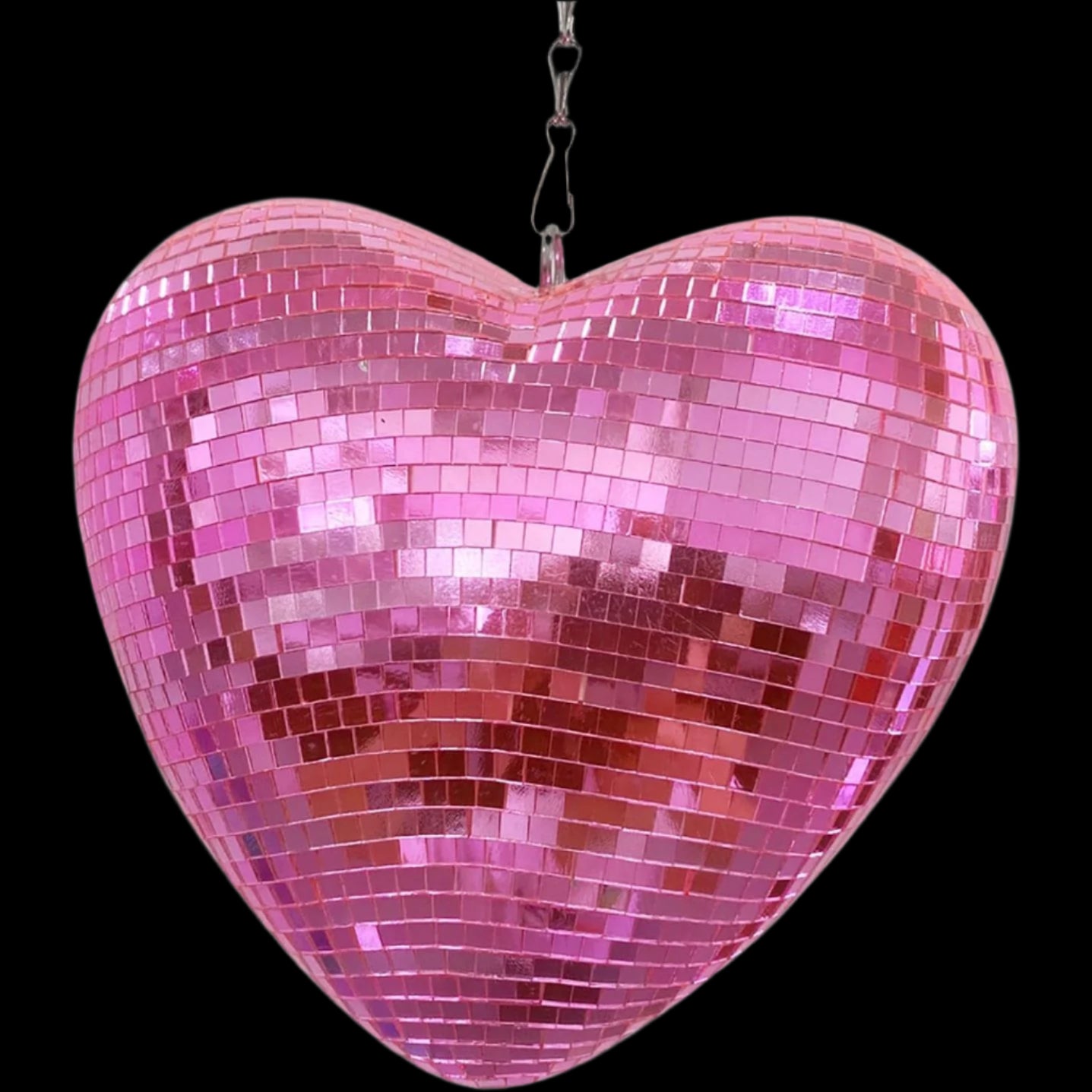 Mirror Disco Ball with Chain, Heart 8 Inch Pink Disco Ball Reflective Mirror Ball Hanging Ornament for Birthday Wedding Party Decor, Disco Ball Ornaments