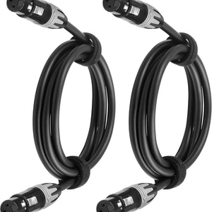 XLR Female to Female Cables 25 Ft 2 Pack – Balanced 3-Pin Mic Patch Cables with 22 AWG OFC for Microphones, Mixers, and Studio