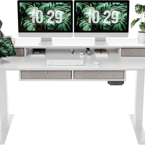 Adjustable Electric Standing Desk with Storage Drawers - 55