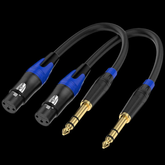 Female XLR to 1/4" Cable, Unbalanced (6 Inch, 2 Pack)