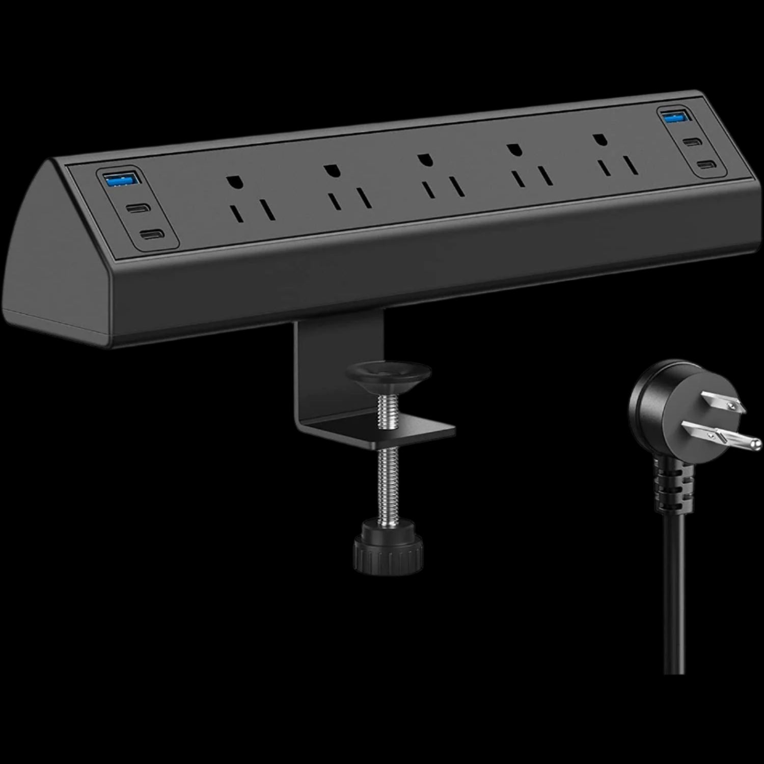 Desk Clamp Power Strip with 4 PD 20W USB-C Ports, 6 AC Outlets, 6 USB Ports, 40W Fast Charging Station, 6Ft Cord, Perfect for 1.96" Tabletop Edge