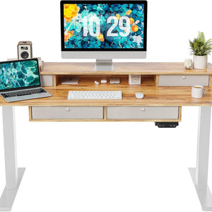 Adjustable Electric Standing Desk with Storage Drawers - 55