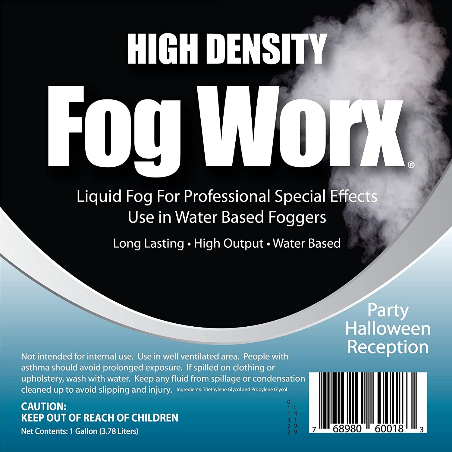 Fogworx Extreme High Density Fog Juice Gallon - Long Lasting, High Output, Odorless Water Based Fog Machine Fluid - for 400 Watt to 1500 Watt Machines