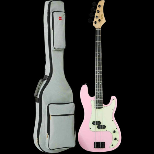 Electric Bass Guitar 4 String (Pink/Mint) W/ Gig Bag