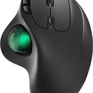 M501 Wireless Trackball Mouse, Rechargeable Ergonomic, Easy Thumb Control, Precise & Smooth Tracking, 3 Device Connection (Bluetooth or USB Receiver), Compatible for PC, Laptop, Mac, Windows.