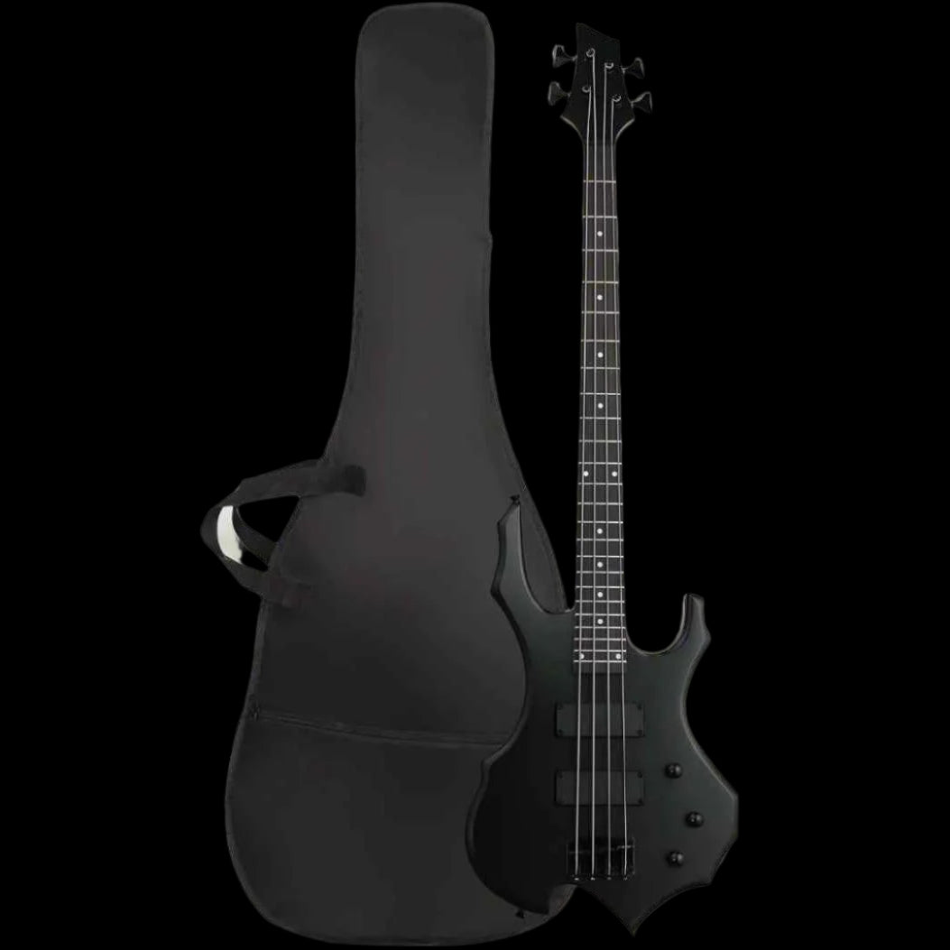 Electric Bass Guitar 4 String (Matte Black) W/ 20W Amp, Gig Bag, Amp Cable, and Guitar Strap