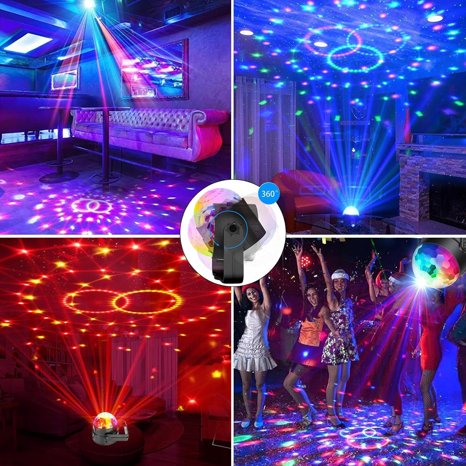 Party Lights, Dj Rave Lights Led Strobe Lights Sound Activated Stage Lights Projected Effect Dancing Lights Remote Control for Birthday Xmas Wedding Bar Kids Christmas-1 Pack