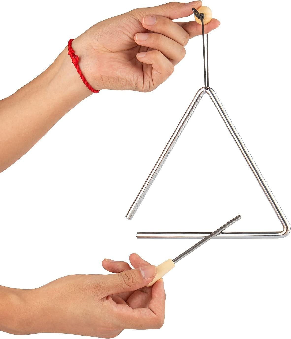 Triangle Musical Instrument with Striker, Rhythm Steel Triangles Hand Percussion (7 Inch)