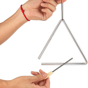 Triangle Musical Instrument with Striker, Rhythm Steel Triangles Hand Percussion (7 Inch)