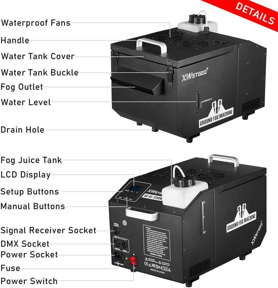 DMX 512 Low Lying Fog Machine, 1200 Watt