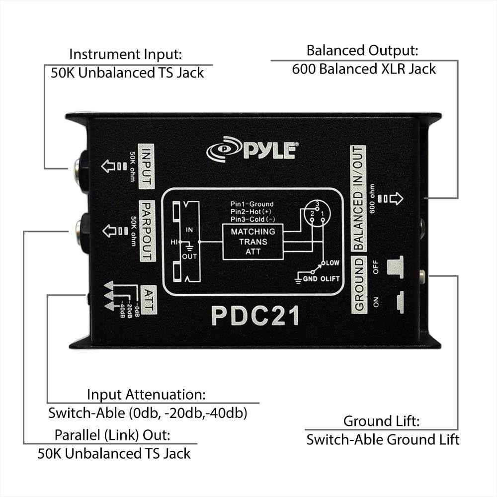 Pyle PDC21 Direct Injection Audio Box Passive DI