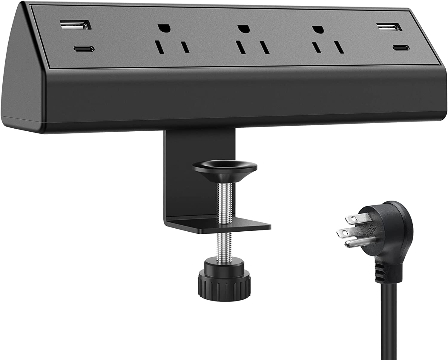 Desk Clamp Power Strip with 4 PD 20W USB-C Ports, 6 AC Outlets, 6 USB Ports, 40W Fast Charging Station, 6Ft Cord, Perfect for 1.96" Tabletop Edge