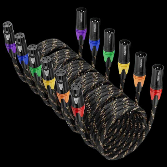 XLR Cables 20Ft 6 Pack Assorted Colors