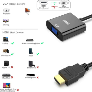 HDMI to VGA, Gold-Plated Adapter (Male to Female)