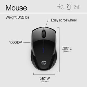 X3000 G3 Wireless Mouse - Black, 15-Month Battery, Side Grips for Control, Travel-Friendly, Blue LED, Powerful 1600 DPI Optical Sensor, Compatible with Wins Pc/Laptop, Mac, Chromebook (683N7AA)