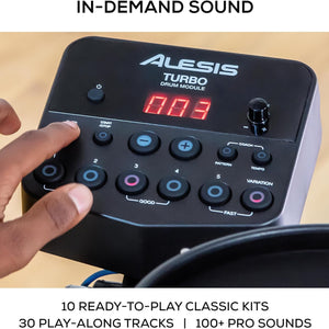 Turbo Mesh Kit – Electric Drum Set with 100+ Sounds, Quiet Mesh Drum Pads, Drum Sticks, Connection Cables, Drum Lessons