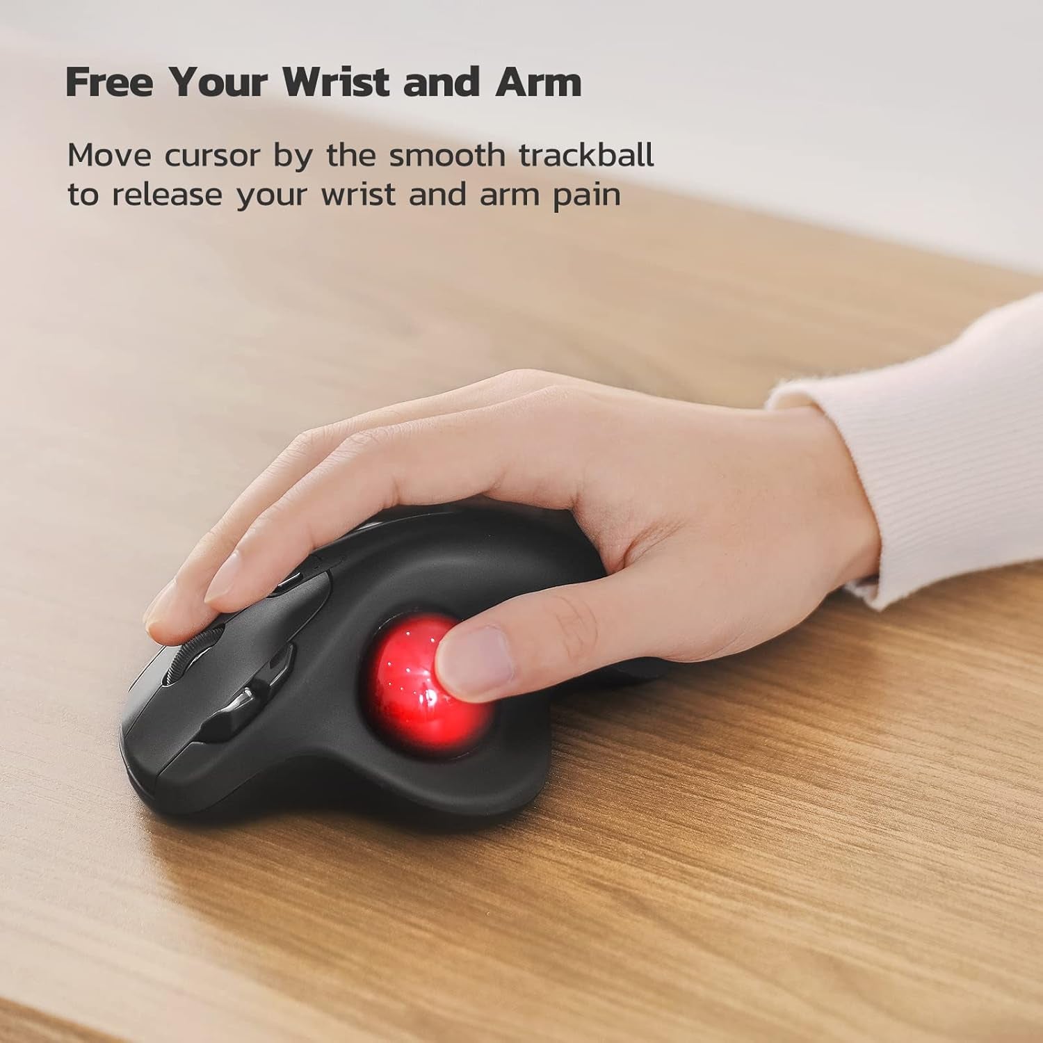 M501 Wireless Trackball Mouse, Rechargeable Ergonomic, Easy Thumb Control, Precise & Smooth Tracking, 3 Device Connection (Bluetooth or USB Receiver), Compatible for PC, Laptop, Mac, Windows.